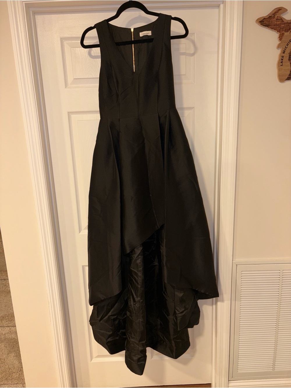 Calvin Klein Black Evening Dress with Gold Zipper Accent